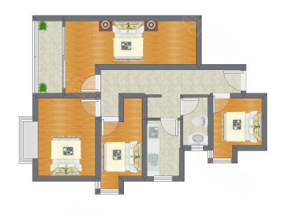 4室1厅 90.11平米