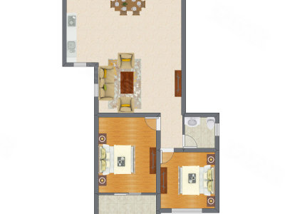 2室1厅 83.83平米户型图