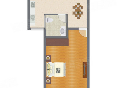 1室1厅 38.77平米户型图