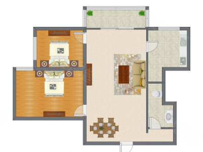 2室2厅 108.55平米