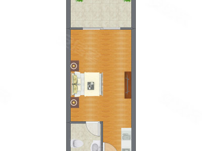 1室0厅 52.98平米户型图