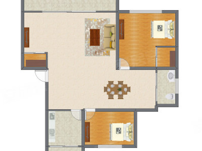 2室2厅 124.44平米