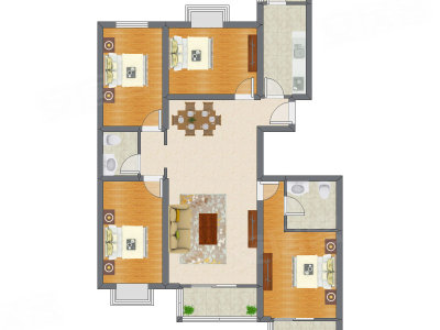 4室2厅 155.29平米户型图