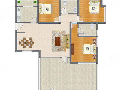 3室2厅 128.39平米