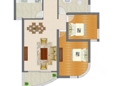 2室2厅 88.79平米户型图