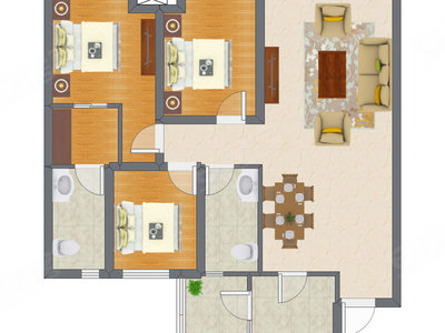 3室2厅 87.50平米户型图