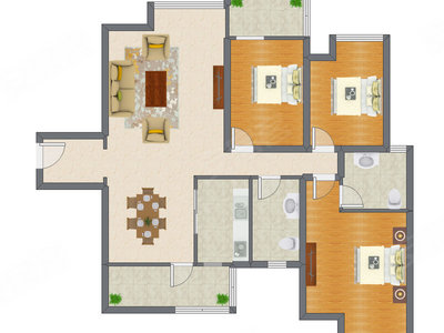 3室2厅 135.82平米