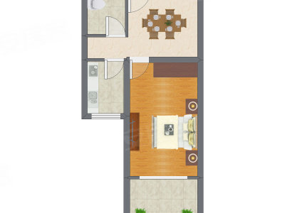1室1厅 49.49平米户型图
