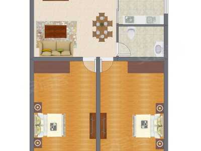 2室1厅 81.21平米
