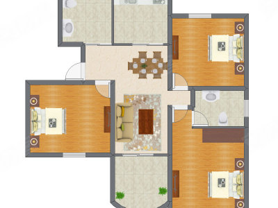 3室2厅 92.42平米