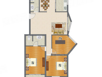 3室2厅 125.71平米