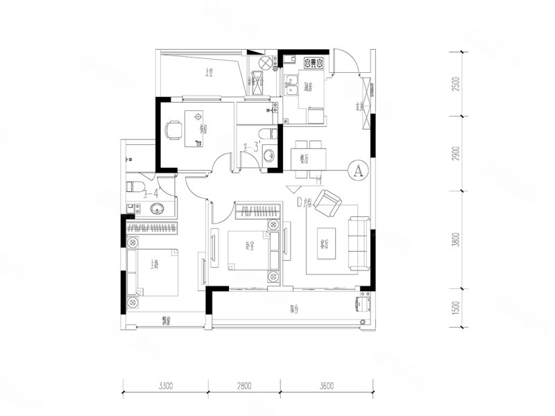 杭房啟潤學府精裝交付經典戶型三室兩廳旁城東市場