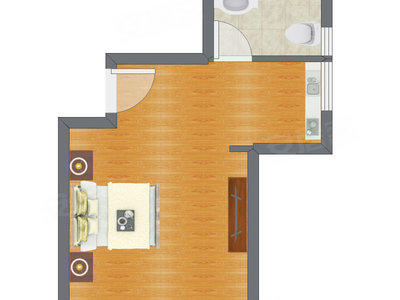 1室0厅 40.45平米户型图