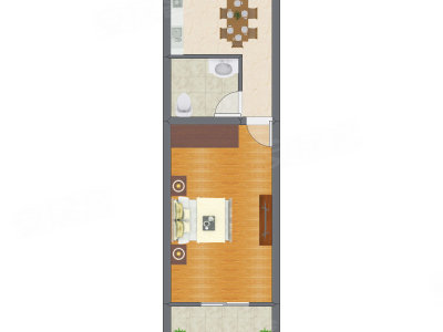 1室1厅 36.44平米