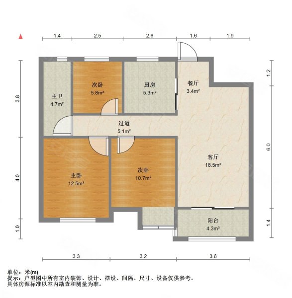 景瑞御江山3室2厅1卫87.31㎡南北165万