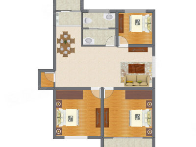 2室2厅 83.60平米户型图