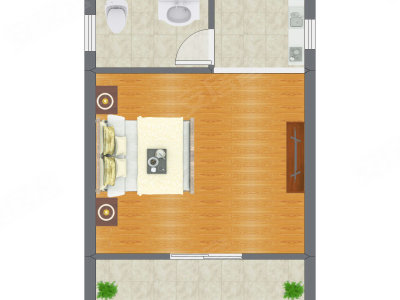 1室1厅 30.20平米户型图