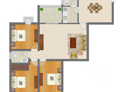 3室2厅 93.50平米