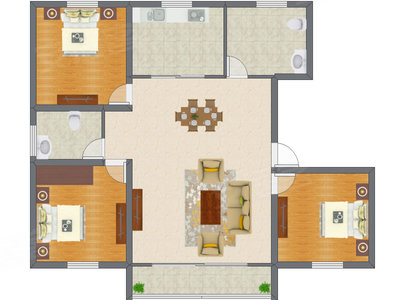 3室2厅 105.62平米