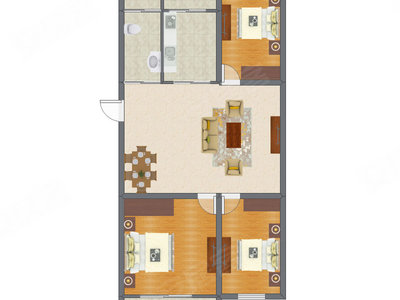 3室1厅 90.82平米