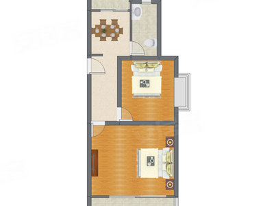 2室1厅 70.56平米户型图
