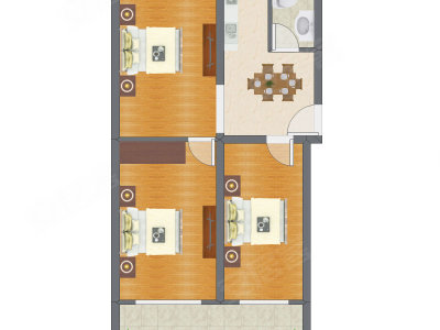3室1厅 77.22平米