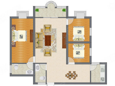 3室2厅 135.28平米户型图