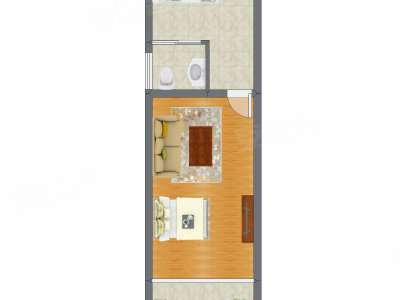 1室0厅 48.86平米户型图