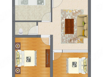 2室1厅 63.80平米户型图