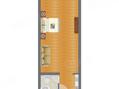 1室0厅 54.72平米户型图