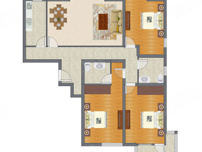 3室2厅 104.67平米