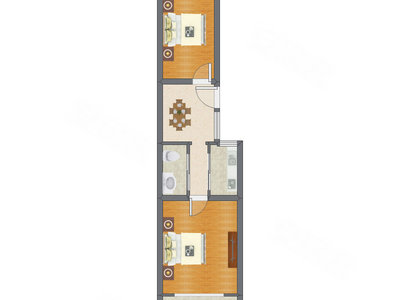 2室1厅 54.31平米户型图