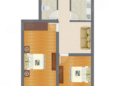 2室1厅 54.20平米