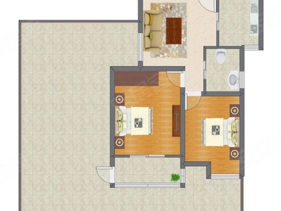 2室1厅 80.00平米户型图