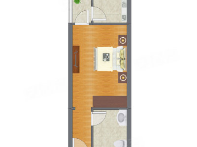 1室0厅 41.57平米户型图