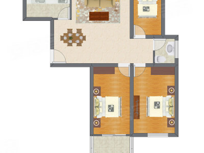 3室2厅 63.70平米