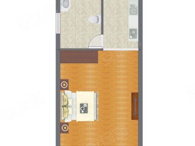 1室0厅 39.50平米户型图