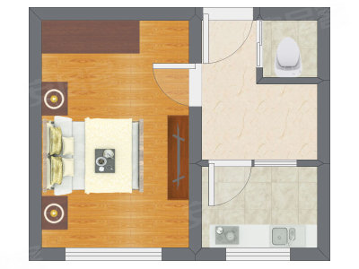 1室1厅 24.87平米户型图