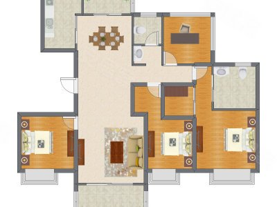 4室2厅 142.00平米户型图