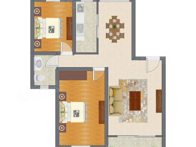 2室2厅 94.40平米户型图