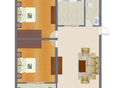 2室1厅 89.40平米