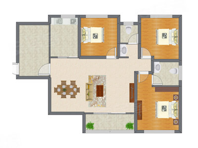 3室2厅 93.22平米