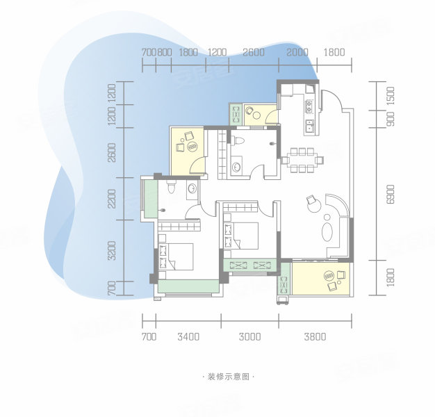 九洲江渚(新房)3室2厅2卫98.09㎡南北125万