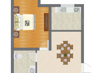 1室1厅 48.90平米户型图