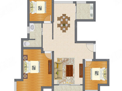 3室2厅 163.63平米户型图