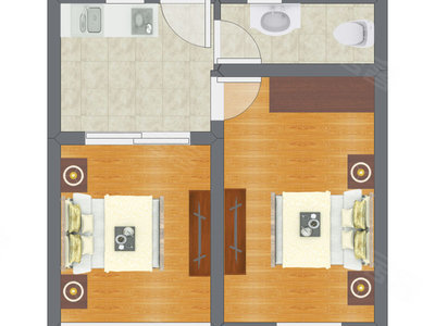 2室1厅 48.91平米