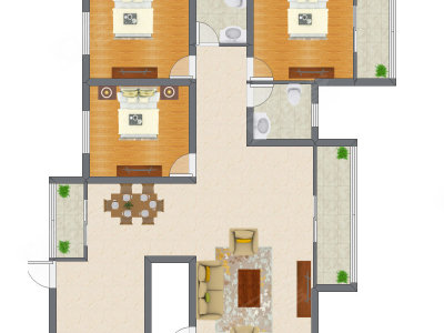 3室2厅 105.81平米