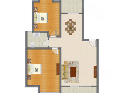 2室2厅 75.73平米户型图