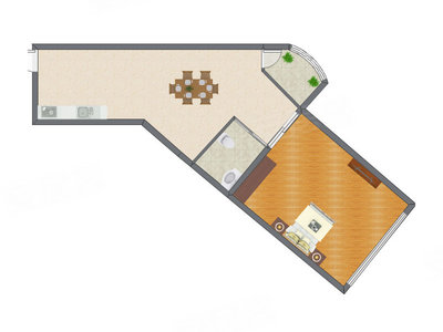 1室1厅 69.67平米户型图