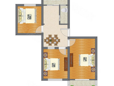 3室1厅 72.97平米户型图
